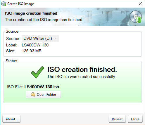 Create iso clearance from folder